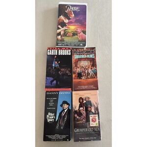 Lot Of 5 VHS Movies Babe Garth‎ Brooks Richard Simmons Grumpier Old Men Vintage